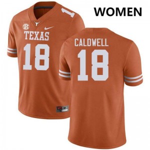 Women Matthew Caldwell Texas Orange Texas Longhorns #18 Football High School Jersey 672203-806