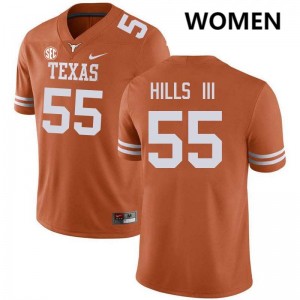 Women Melvin Hills III Texas Orange Texas Longhorns #55 Football High School Jersey 972138-497
