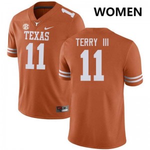 Women's Michael Terry III Texas Orange Texas Longhorns #11 Football 2025-26 Jersey 167295-108