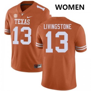 Women Parker Livingstone Texas Orange Texas Longhorns #13 Football University Jersey 655315-930