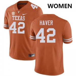 Womens Tate Haver Texas Orange Texas Longhorns #42 Football Official Jersey 985484-832