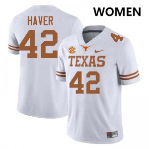 Womens Tate Haver White Texas Longhorns #42 Football Alumni Jersey 847016-487