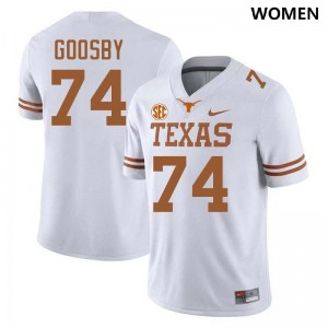 Women Trevor Goosby White Texas Longhorns #74 Football Embroidery Jersey 818760-824
