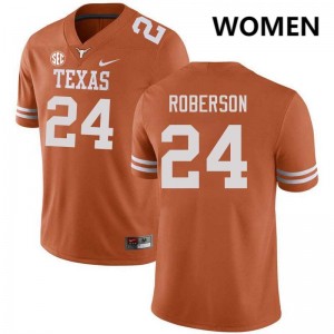 Women Warren Roberson Texas Orange Texas Longhorns #24 Football Stitched Jersey 191679-488