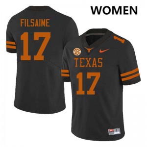 Womens Xavier Filsaime Black Texas Longhorns #17 Football 2025 Jersey 800611-663