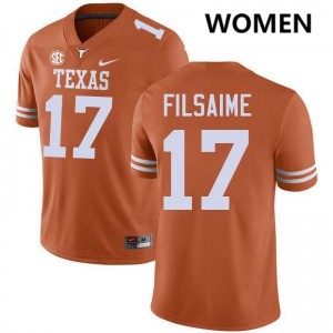 Womens Xavier Filsaime Texas Orange Texas Longhorns #17 Football 2025-26 Jersey 712263-492