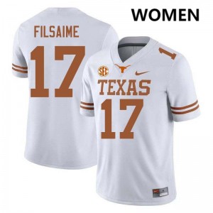 Womens Xavier Filsaime White Texas Longhorns #17 Football 2025-26 Jersey 781612-875
