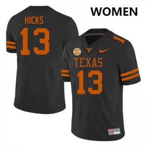 Women's Zelus Hicks Black Texas Longhorns #13 Football Official Jersey 616394-241