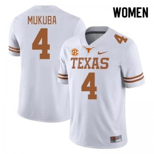 Women Andrew Mukuba White Texas Longhorns #4 SEC Conference Stitched Jersey 874401-864