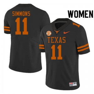 Women Colin Simmons Black Texas Longhorns #11 SEC Conference Alumni Jersey 826206-289