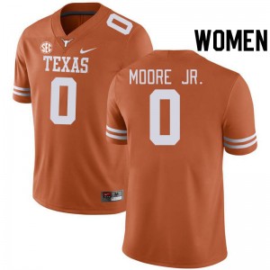 Women's DeAndre Moore Jr. Texas Orange Texas Longhorns #0 SEC Conference University Jersey 397176-295