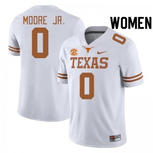 Womens DeAndre Moore Jr. White Texas Longhorns #0 SEC Conference Player Jersey 443998-911