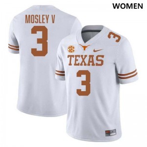 Women Emmett Mosley V White Texas Longhorns #3 Football Stitched Jersey 442697-976