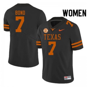 Women's Isaiah Bond Black Texas Longhorns #7 SEC Conference Game Jersey 217221-382