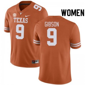 Womens Jerrick Gibson Texas Orange Texas Longhorns #9 SEC Conference 2025 Jersey 716245-788