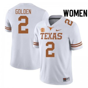 Womens Matthew Golden White Texas Longhorns #2 SEC Conference Game Jersey 613285-544