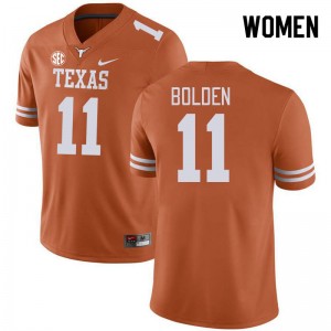 Womens Silas Bolden Texas Orange Texas Longhorns #11 SEC Conference Official Jersey 499319-887