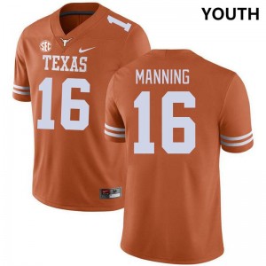 Youth Arch Manning Texas Orange Texas Longhorns #16 SEC Conference Embroidery Jersey 531018-370