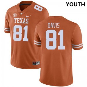 Youth Juan Davis Texas Orange Texas Longhorns #81 SEC Conference Official Jersey 644990-855