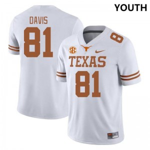 Youth Juan Davis White Texas Longhorns #81 SEC Conference University Jersey 429269-306