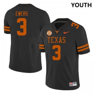Youth Quinn Ewers Black Texas Longhorns #3 SEC Conference 2025 Jersey 129761-444