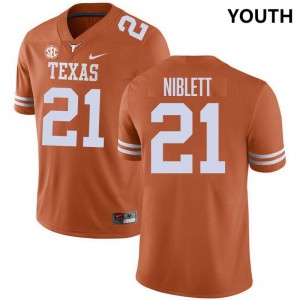 Youth Ryan Niblett Texas Orange Texas Longhorns #21 SEC Conference 2025 Jersey 785712-528