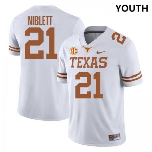 Youth Ryan Niblett White Texas Longhorns #21 SEC Conference 2025-26 Jersey 997780-223