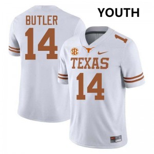 Youth Aaron Butler White Texas Longhorns #14 Football 2025-26 Jersey 824754-823