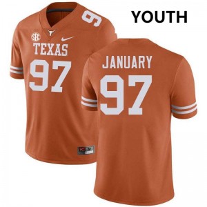 Youth Alex January Texas Orange Texas Longhorns #97 Football Embroidery Jersey 921515-268