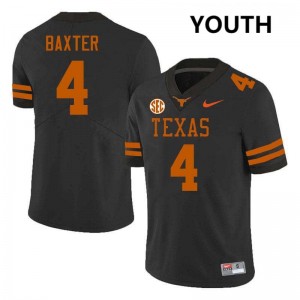 Youth CJ Baxter Black Texas Longhorns #4 Football Embroidery Jersey 669007-745