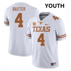 Youth CJ Baxter White Texas Longhorns #4 Football 2025 Jersey 862557-450
