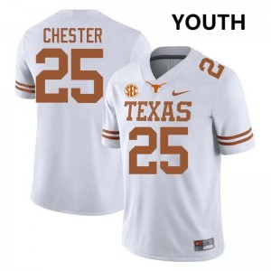 Youth Caleb Chester White Texas Longhorns #25 Football University Jersey 418909-507