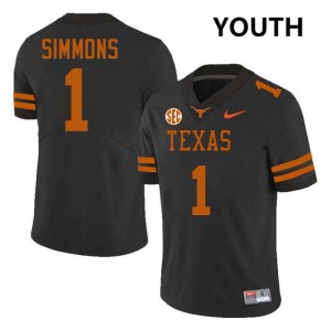 Youth Colin Simmons Black Texas Longhorns #1 Football 2025 Jersey 517582-668