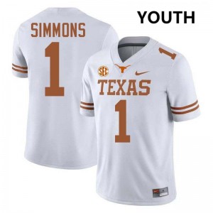 Youth Colin Simmons White Texas Longhorns #1 Football Game Jersey 640640-764