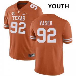 Youth Colton Vasek Texas Orange Texas Longhorns #92 Football 2025 Jersey 229891-655