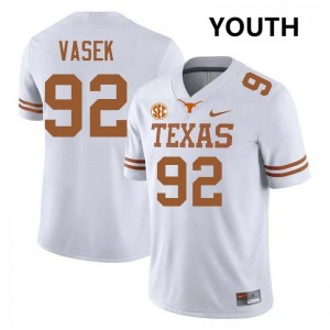 Youth Colton Vasek White Texas Longhorns #92 Football University Jersey 697541-788