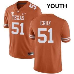 Youth Daniel Cruz Texas Orange Texas Longhorns #51 Football Official Jersey 555230-380