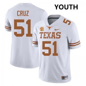 Youth Daniel Cruz White Texas Longhorns #51 Football Stitched Jersey 823352-450