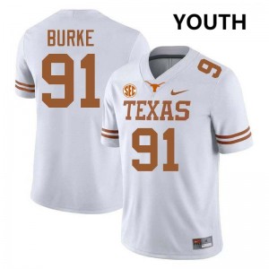 Youth Ethan Burke White Texas Longhorns #91 Football NCAA Jersey 173659-296