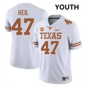 Youth Gehrig Heil White Texas Longhorns #47 Football Replica Jersey 562076-491