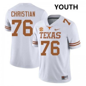 Youth Jackson Christian White Texas Longhorns #76 Football Replica Jersey 436989-236