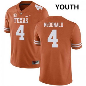 Youth Jelani McDonald Texas Orange Texas Longhorns #4 Football Player Jersey 333106-285