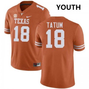 Youth Joe Tatum Texas Orange Texas Longhorns #18 Football Game Jersey 707798-309