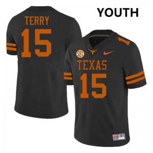 Youth Justus Terry Black Texas Longhorns #15 Football Player Jersey 130494-964