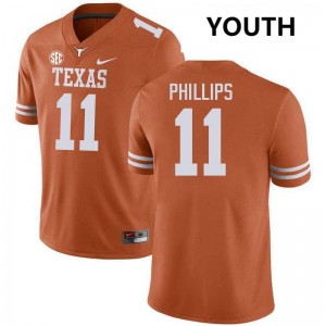 Youth Kade Phillips Texas Orange Texas Longhorns #11 Football Alumni Jersey 759733-122