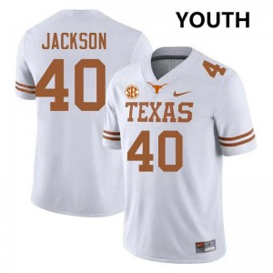 Youth Lance Jackson White Texas Longhorns #40 Football 2025 Jersey 332457-686