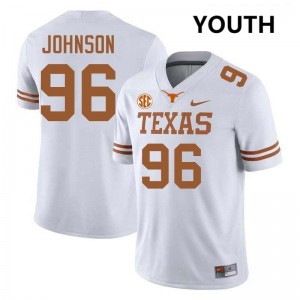 Youth Lavon Johnson White Texas Longhorns #96 Football Official Jersey 520385-761