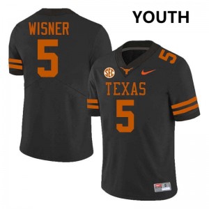 Youth Quintrevion Wisner Black Texas Longhorns #5 Football Official Jersey 340027-817