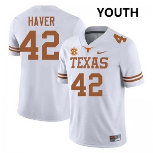 Youth Tate Haver White Texas Longhorns #42 Football Game Jersey 455619-828
