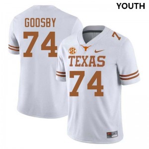 Youth Trevor Goosby White Texas Longhorns #74 Football Stitched Jersey 537060-933